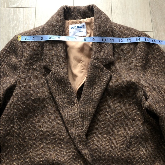 Old Navy Tweed Wool Blend Blazer Jacket in Brown Size M Tall - Picture 2 of 11